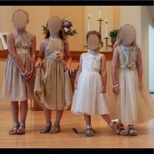 4 flowergirl dresses, 1 junior bridesmaid dress